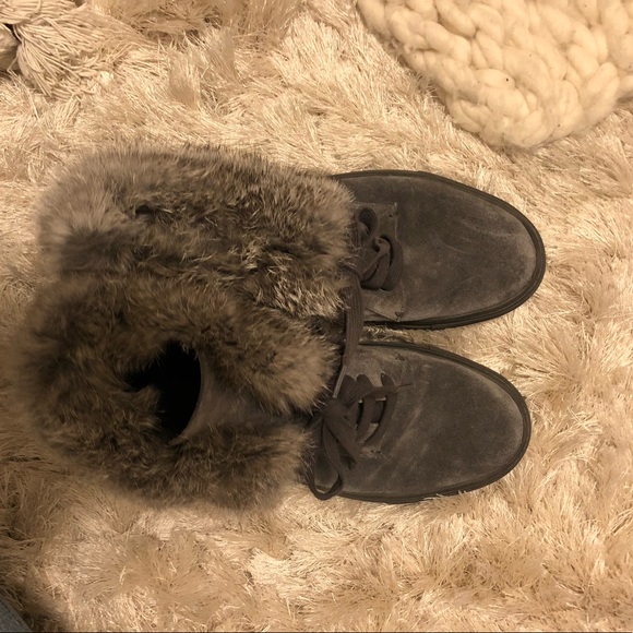 VINCE Womens NYACK Gray Suede, fur trim sneaker, 8 - Picture 5 of 6